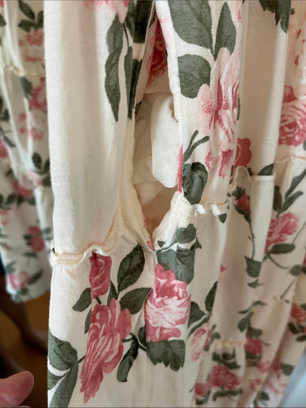 Old Navy Cream Midi Dress with Pink Rose Print - Picture 4 of 13